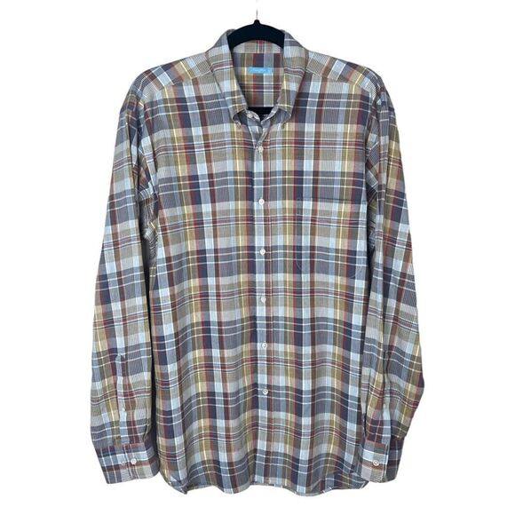 J. McLaughlin Men's Long Sleeve Button Front Plaid Shirt Sz L - Picture 1 of 6